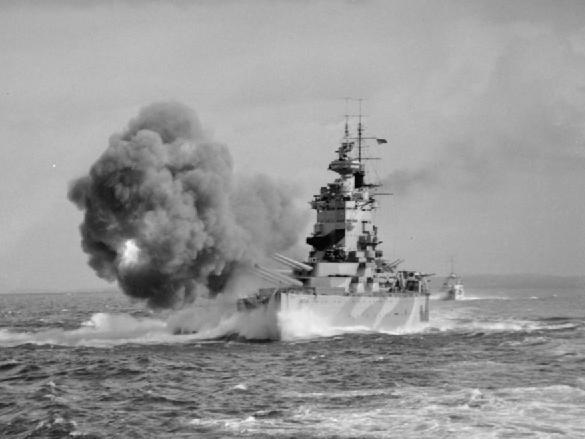 HMS Nelson during gunnery trials.jpg