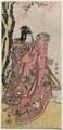 Sharaku (1794) Nakayama Tomisaburō I as a kamuro performing a Lion Dance (left side of an incomplete diptych).jpg