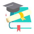 Academic Cap and Diploma on a Book.svg
